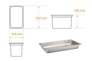 Съд по гастронорм, неръждаем GN 1/1-150