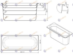 Съд по гастронорм, неръждаем GN 2/8-65