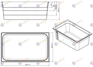 Съд по гастронорм, поликарбонат GN 1/1-100