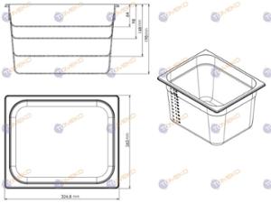 Съд по гастронорм, поликарбонат GN 1/2-150, черен