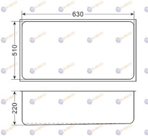 Корито от неръждаема стомана 630х510х220 мм за GN 2/1