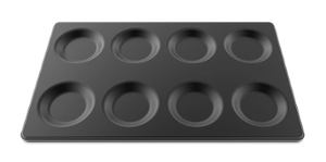 Съд по гастронорм Eggs 8x1 GN 1/1-16, алуминиев, тефлониран с 8 кръгли форми