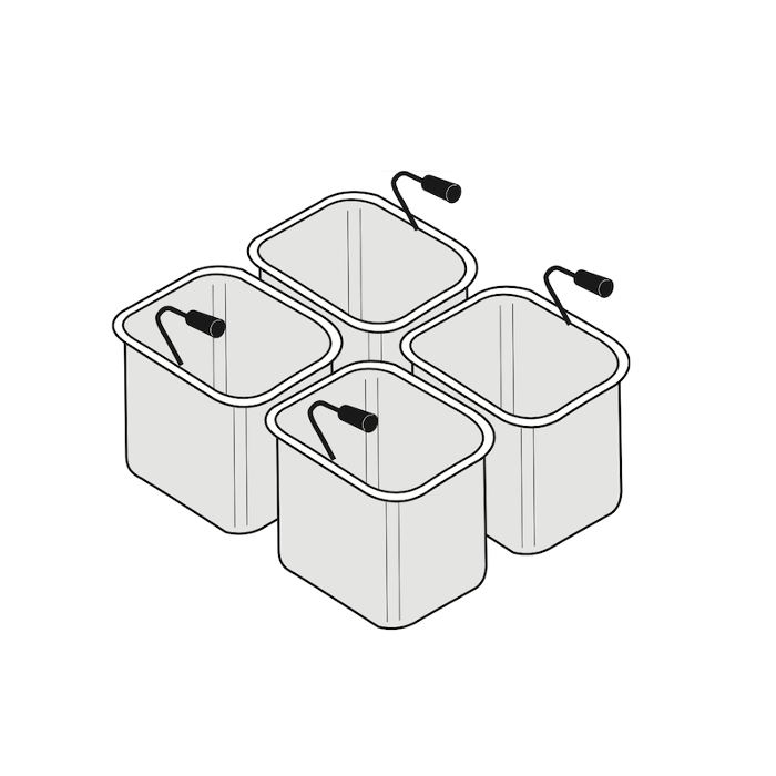 Кошници за паста комплект 4 х GN 1/6, линии TECNO 65/70/74 (140х140х200 мм) - spareparts.tomeko.bg Кошници за паста комплект 4 х GN 1/6, линии TECNO 65/70/74 (140х140х200 мм)