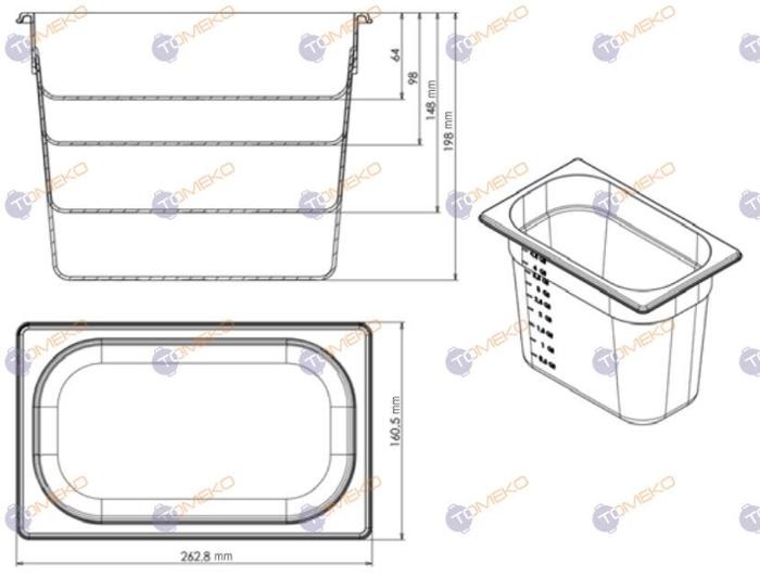 Съд по гастронорм, поликарбонат GN 1/4, различни височини, черен - spareparts.tomeko.bg Съд по гастронорм, поликарбонат GN 1/4, различни височини, черен