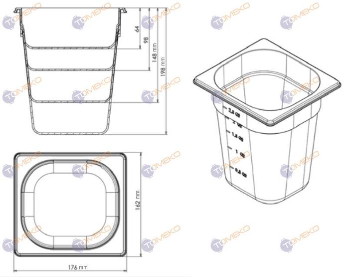 Съд по гастронорм, поликарбонат GN 1/6-100, черен - spareparts.tomeko.bg Съд по гастронорм, поликарбонат GN 1/6-100, черен