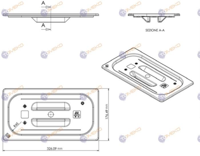 Капак по гастронорм, поликарбонат GNL 1/3