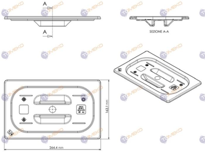 Капак по гастронорм, поликарбонат GNL 1/4