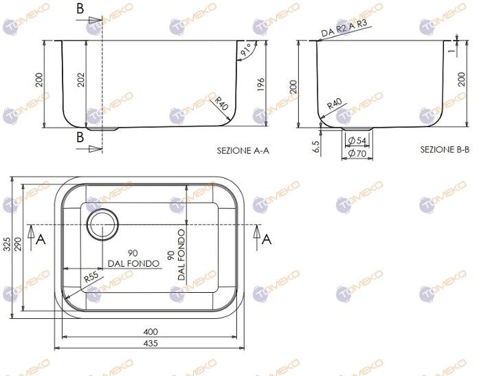 Корито от неръждаема стомана 400х290х200 мм, ляво/дясно - spareparts.tomeko.bg Корито от неръждаема стомана 400х290х200 мм, ляво/дясно