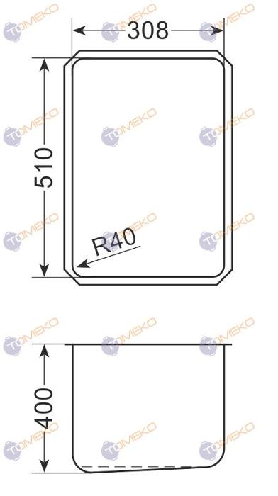 Корито от неръждаема стомана 308х510х400 мм за GN 1/1 - spareparts.tomeko.bg Корито от неръждаема стомана 308х510х400 мм за GN 1/1