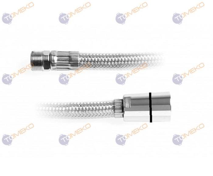 Мека връзка F1/2" - M15x1 (ж-м) inox+PVC, L=430 мм - spareparts.tomeko.bg Мека връзка F1/2" - M15x1 (ж-м) inox+PVC, L=430 мм