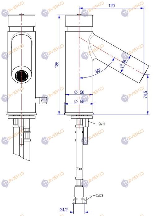 Смесителна батерия ARES, самозатваряща се, стояща 120х185 мм - spareparts.tomeko.bg Смесителна батерия ARES, самозатваряща се, стояща 120х185 мм