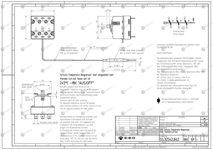 Термостат защитен за газов фритюрник, 245°C - spareparts.tomeko.bg Термостат защитен за газов фритюрник, 245°C