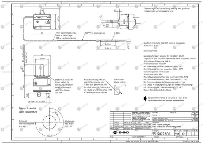 Термостат работен за електрически казан P8IE7, 73-161°C - spareparts.tomeko.bg Термостат работен за електрически казан P8IE7, 73-161°C