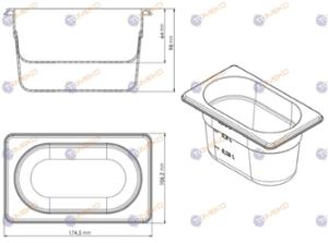 Съд по гастронорм, поликарбонат GN 1/9, различни височини, черен - spareparts.tomeko.bg Съд по гастронорм, поликарбонат GN 1/9, различни височини, черен