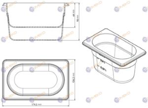 Съд по гастронорм, полипропилен GN 1/9 HACCP, различни височини - spareparts.tomeko.bg Съд по гастронорм, полипропилен GN 1/9 HACCP, различни височини