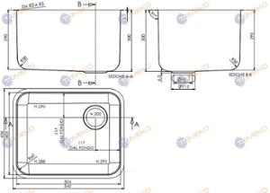 Корито от неръждаема стомана 500х400х250 мм, ляво/дясно - spareparts.tomeko.bg Корито от неръждаема стомана 500х400х250 мм, ляво/дясно