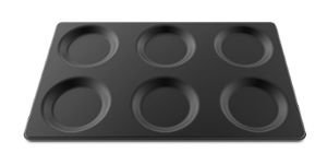 Съд по гастронорм Eggs 6x2 GN 1/1-16, алуминиев, тефлониран с 6 кръгли форми - spareparts.tomeko.bg Съд по гастронорм Eggs 6x2 GN 1/1-16, алуминиев, тефлониран с 6 кръгли форми