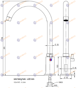 Смесителна батерия ZEUS, стояща, сензорна 200х370 мм - spareparts.tomeko.bg Смесителна батерия ZEUS, стояща, сензорна 200х370 мм