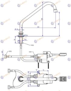 Смесителна батерия ERMES, стояща с 1 педал, C лебедка - spareparts.tomeko.bg Смесителна батерия ERMES, стояща с 1 педал, C лебедка