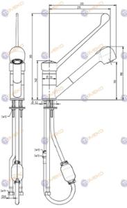 Смесителна батерия EROS с късо черно рамо и изтеглящ се душ, стояща, лебедка 230 мм - spareparts.tomeko.bg Смесителна батерия EROS с късо черно рамо и изтеглящ се душ, стояща, лебедка 230 мм