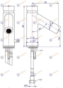 Смесителна батерия ARES, самозатваряща се, стояща 120х185 мм - spareparts.tomeko.bg Смесителна батерия ARES, самозатваряща се, стояща 120х185 мм