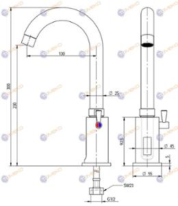 Смесителна батерия ZEUS, стояща, сензорна 130х300 мм - spareparts.tomeko.bg Смесителна батерия ZEUS, стояща, сензорна 130х300 мм