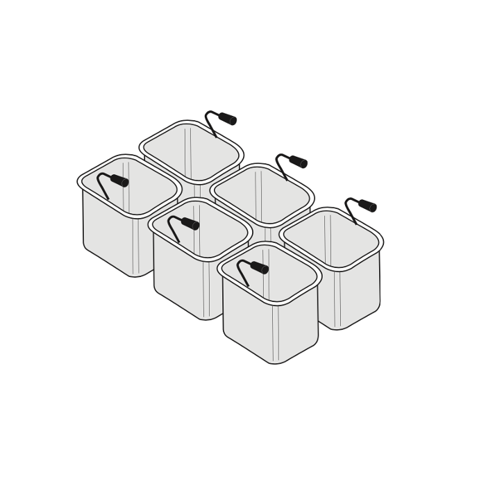 Кошници за паста комплект 6 х GN 1/6, линия TECNO 90 (140х140х200 мм) - spareparts.tomeko.bg Кошници за паста комплект 6 х GN 1/6, линия TECNO 90 (140х140х200 мм)