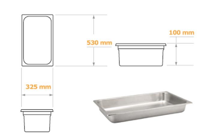 Съд по гастронорм, неръждаем GN 1/1-100 - spareparts.tomeko.bg Съд по гастронорм, неръждаем GN 1/1-100