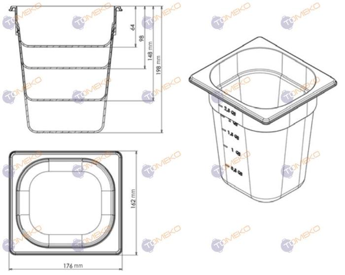 Съд по гастронорм, полипропилен GN 1/6 HACCP, различни височини - spareparts.tomeko.bg Съд по гастронорм, полипропилен GN 1/6 HACCP, различни височини