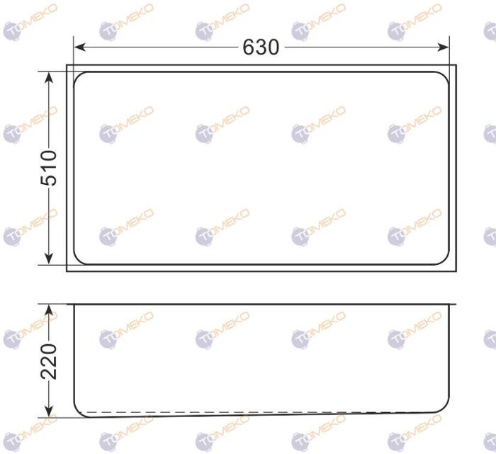 Корито от неръждаема стомана 630х510х220 мм за GN 2/1 - spareparts.tomeko.bg Корито от неръждаема стомана 630х510х220 мм за GN 2/1