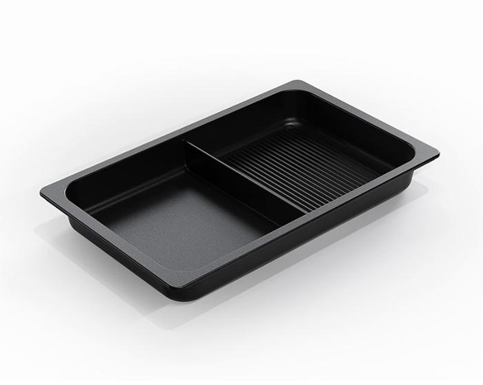 Съд по гастронорм, индукционен с 2 разделения Grill/гладко дъно GN 1/1-55, лят алуминий с Lotan® покритие - spareparts.tomeko.bg Съд по гастронорм, индукционен с 2 разделения Grill/гладко дъно GN 1/1-55, лят алуминий с Lotan® покритие