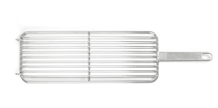 Решетка за печене 15х40 см с дръжка, двойна, неръждаема стомана - spareparts.tomeko.bg Решетка за печене 15х40 см с дръжка, двойна, неръждаема стомана