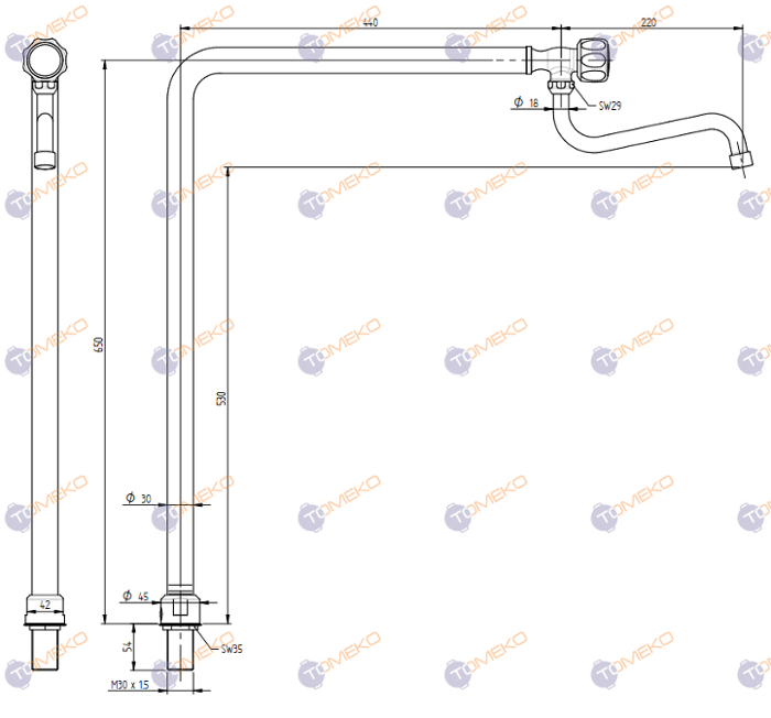 Батерия стояща за топъл блок OLIMPO H=650 мм, S лебедка - spareparts.tomeko.bg Батерия стояща за топъл блок OLIMPO H=650 мм, S лебедка