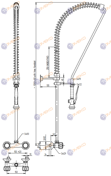 Душ батерия ERA, стенен H=1090 мм, ръкохватка Basic - spareparts.tomeko.bg Душ батерия ERA, стенен H=1090 мм, ръкохватка Basic