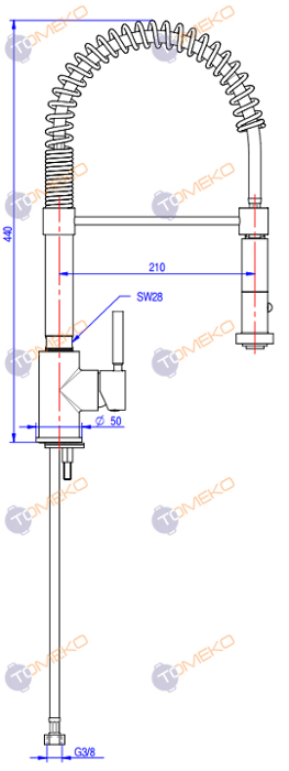 Смесителна батерия EROS Н=440 мм с хоризонтална глава и подвижен душ, стояща - spareparts.tomeko.bg Смесителна батерия EROS Н=440 мм с хоризонтална глава и подвижен душ, стояща