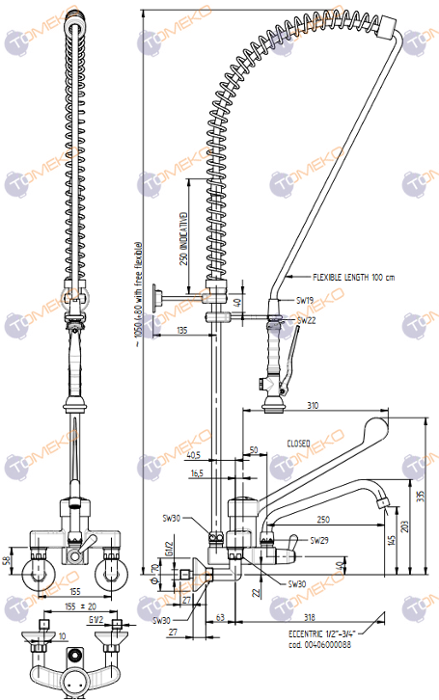 Душ батерия ERA с C лебедка, стенен с дългo черно рамо H=1130 мм, ръкохватка Basic - spareparts.tomeko.bg Душ батерия ERA с C лебедка, стенен с дългo черно рамо H=1130 мм, ръкохватка Basic