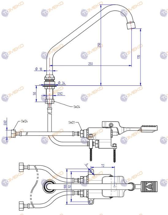 Смесителна батерия ERMES, стояща с 1 педал, C лебедка - spareparts.tomeko.bg Смесителна батерия ERMES, стояща с 1 педал, C лебедка