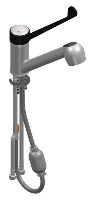 Смесителна батерия EROS с късо черно рамо и изтеглящ се душ, стояща, лебедка 230 мм - spareparts.tomeko.bg Смесителна батерия EROS с късо черно рамо и изтеглящ се душ, стояща, лебедка 230 мм