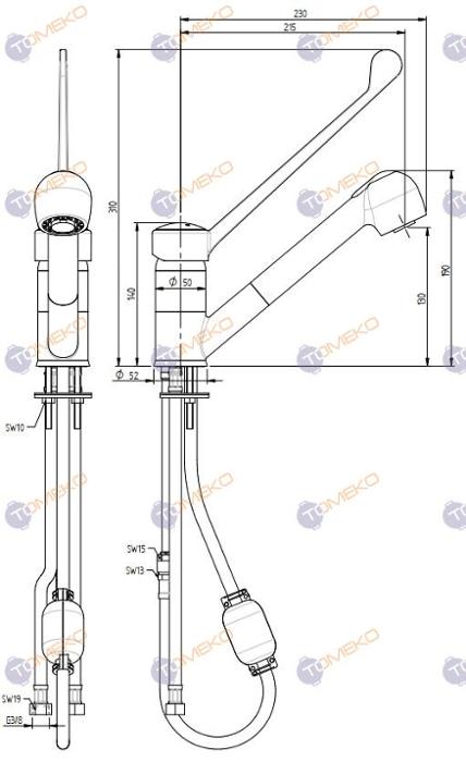 Смесителна батерия EROS с късо черно рамо и изтеглящ се душ, стояща, лебедка 230 мм - spareparts.tomeko.bg Смесителна батерия EROS с късо черно рамо и изтеглящ се душ, стояща, лебедка 230 мм