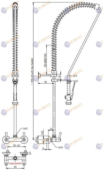 Душ батерия ERA, стенен с кранове с палци H=1090 мм, ръкохватка Basic - spareparts.tomeko.bg Душ батерия ERA, стенен с кранове с палци H=1090 мм, ръкохватка Basic