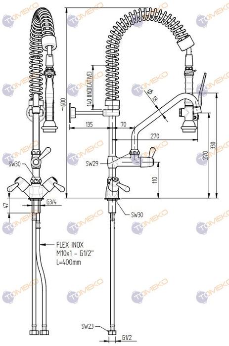 Душ батерия ERA MINI с C лебедка, стоящ с кранове с палци Н=600 мм, ръкохватка Basic - spareparts.tomeko.bg Душ батерия ERA MINI с C лебедка, стоящ с кранове с палци Н=600 мм, ръкохватка Basic
