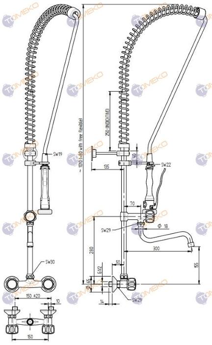 Душ батерия ERA с S лебедка, стенен H=1090 мм, ръкохватка Premium - spareparts.tomeko.bg Душ батерия ERA с S лебедка, стенен H=1090 мм, ръкохватка Premium