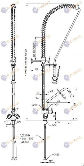 Душ батерия ERA с C лебедка, стоящ Н=1180 мм, ръкохватка Basic - spareparts.tomeko.bg Душ батерия ERA с C лебедка, стоящ Н=1180 мм, ръкохватка Basic