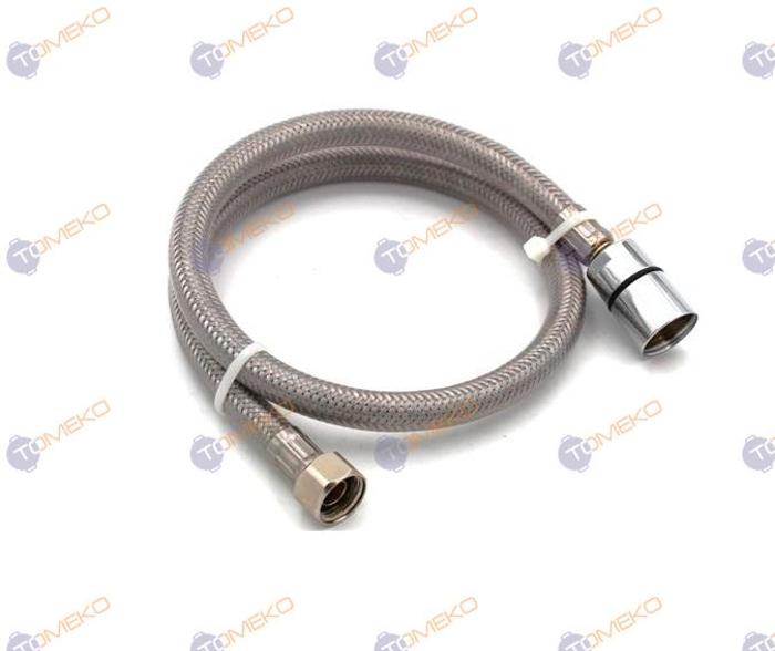 Мека връзка F3/8" - F1/2" (ж-ж) inox+PVC, L=750 мм - spareparts.tomeko.bg Мека връзка F3/8" - F1/2" (ж-ж) inox+PVC, L=750 мм