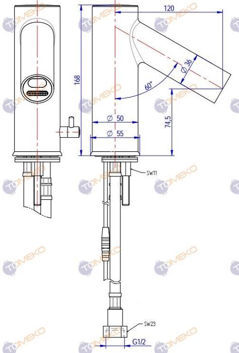 Смесителна батерия ZEUS, стояща, сензорна 120х168 мм - spareparts.tomeko.bg Смесителна батерия ZEUS, стояща, сензорна 120х168 мм