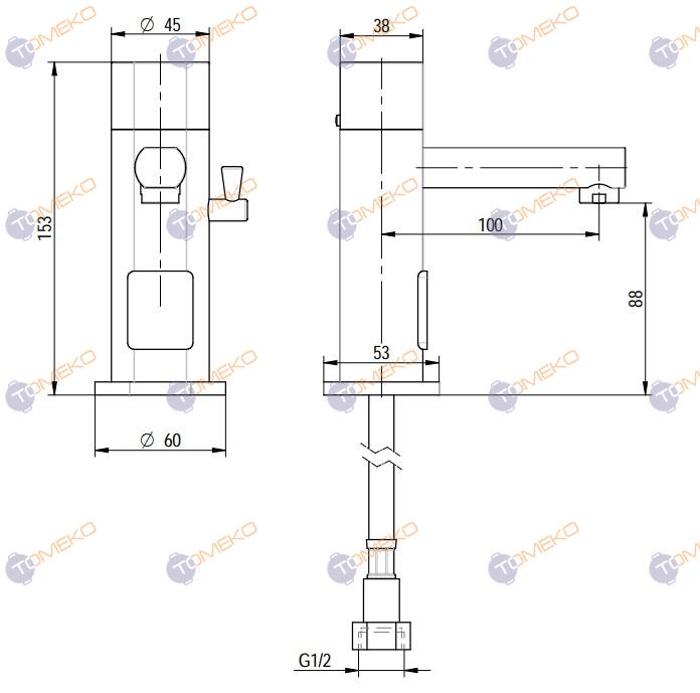 Смесителна батерия ZEUS, стояща, сензорна 100х153 мм - spareparts.tomeko.bg Смесителна батерия ZEUS, стояща, сензорна 100х153 мм