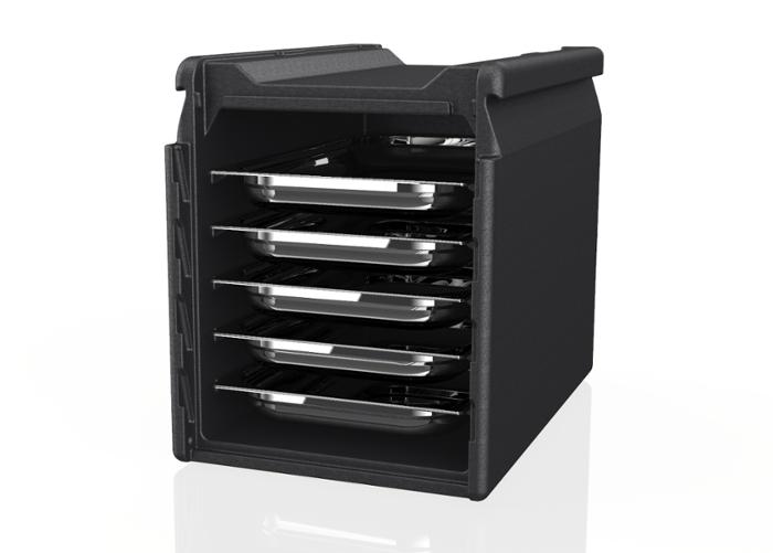 Термокутия с предно отваряне Tower GN 1/1 Euro 5 нива, вътрешен размер 331х535х400 мм, черна - spareparts.tomeko.bg Термокутия с предно отваряне Tower GN 1/1 Euro 5 нива, вътрешен размер 331х535х400 мм, черна